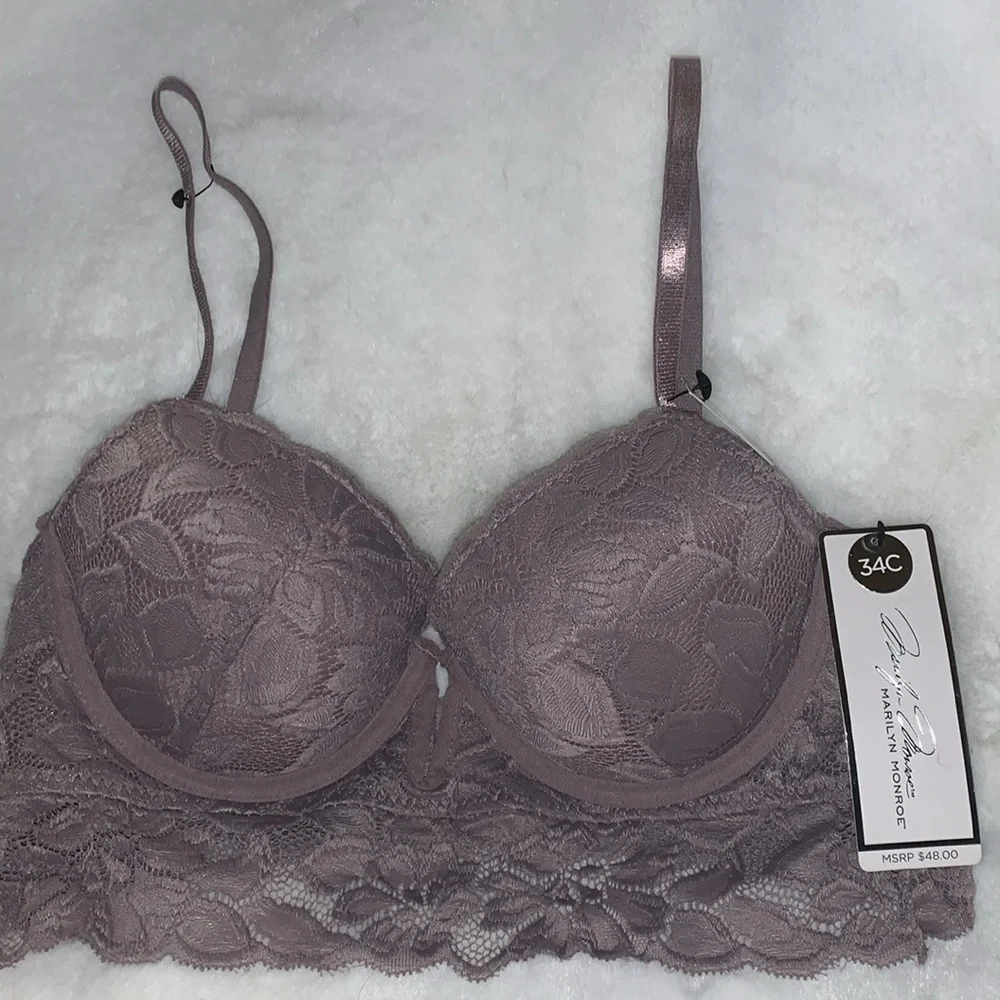 🇺🇸🎆 MARILYN MONROE Soft Lavender Light Lift Lace Bra NWT 34C - Picture 5 of 9